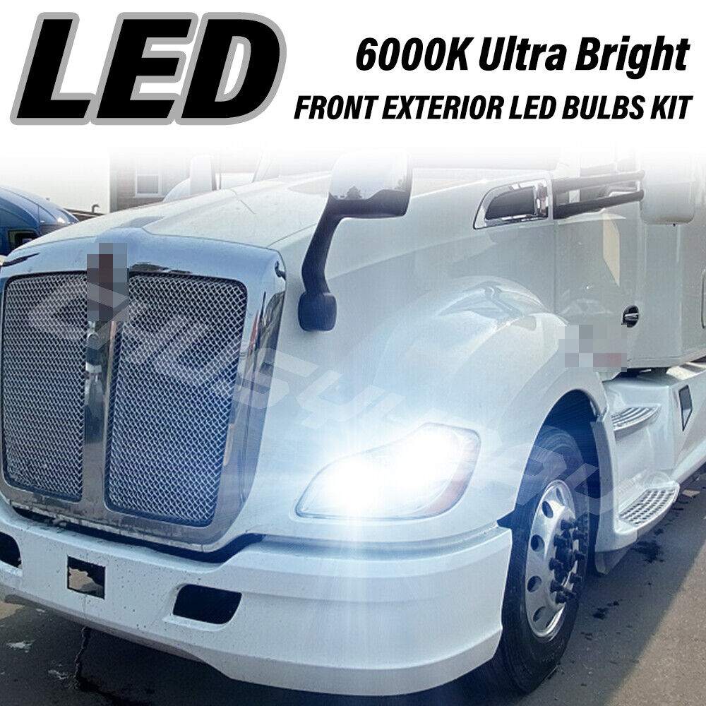4x 6000K Upgrade LED Headlight Bulbs Hi/Low Beam For Kenworth T680 T880 2013-19