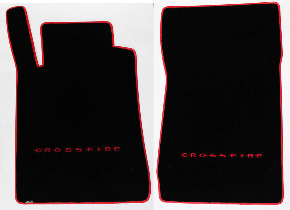 NEW Black Front Floor Mats 2004-08 Chrysler Crossfire red Logo & Premium Binding