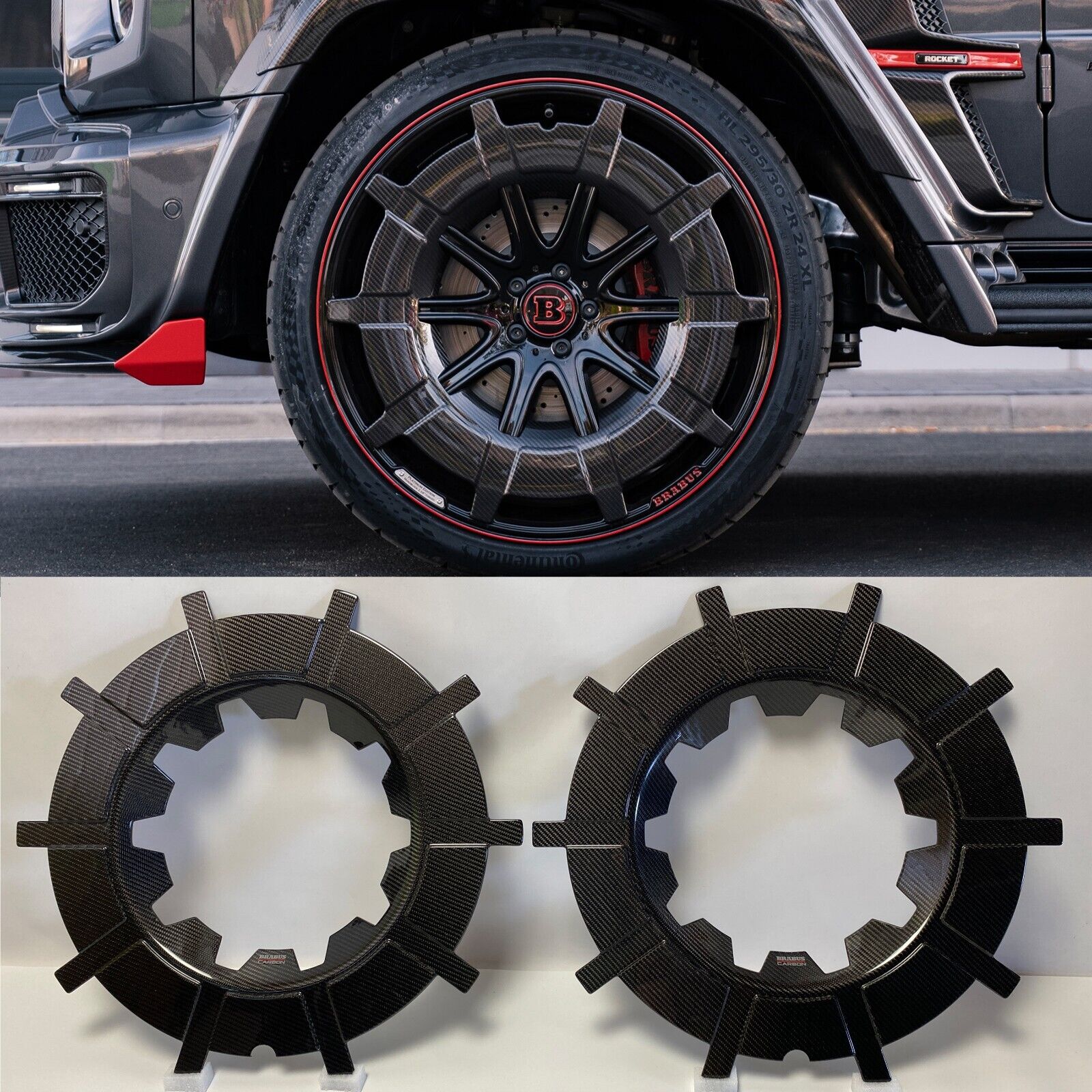 w463a Rocket Style Carbon Wheel Covers R22 R23 R24 made for G-Class Set of 4 pcs