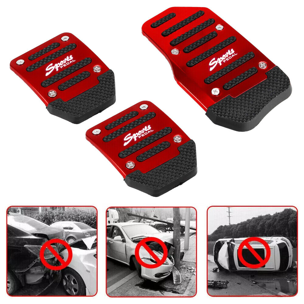 Red Non-Slip Manual Transmission Brake Foot Pedal Pad Cover Car Accessories Set