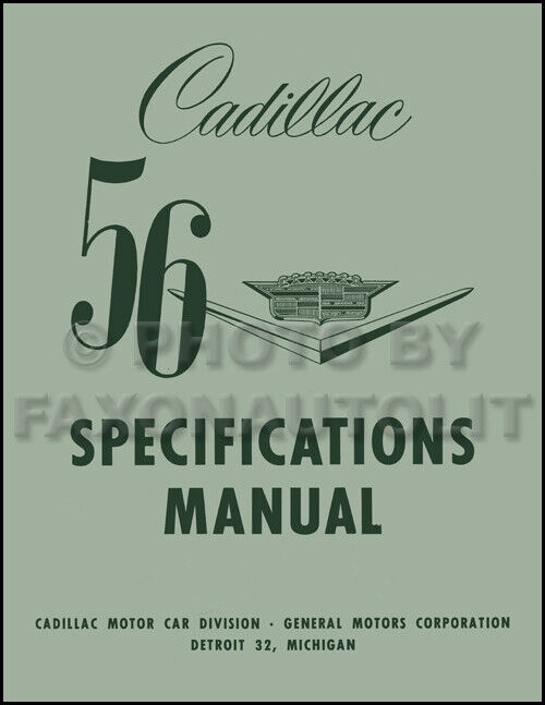1956 Cadillac Optional Specifications Manual 56