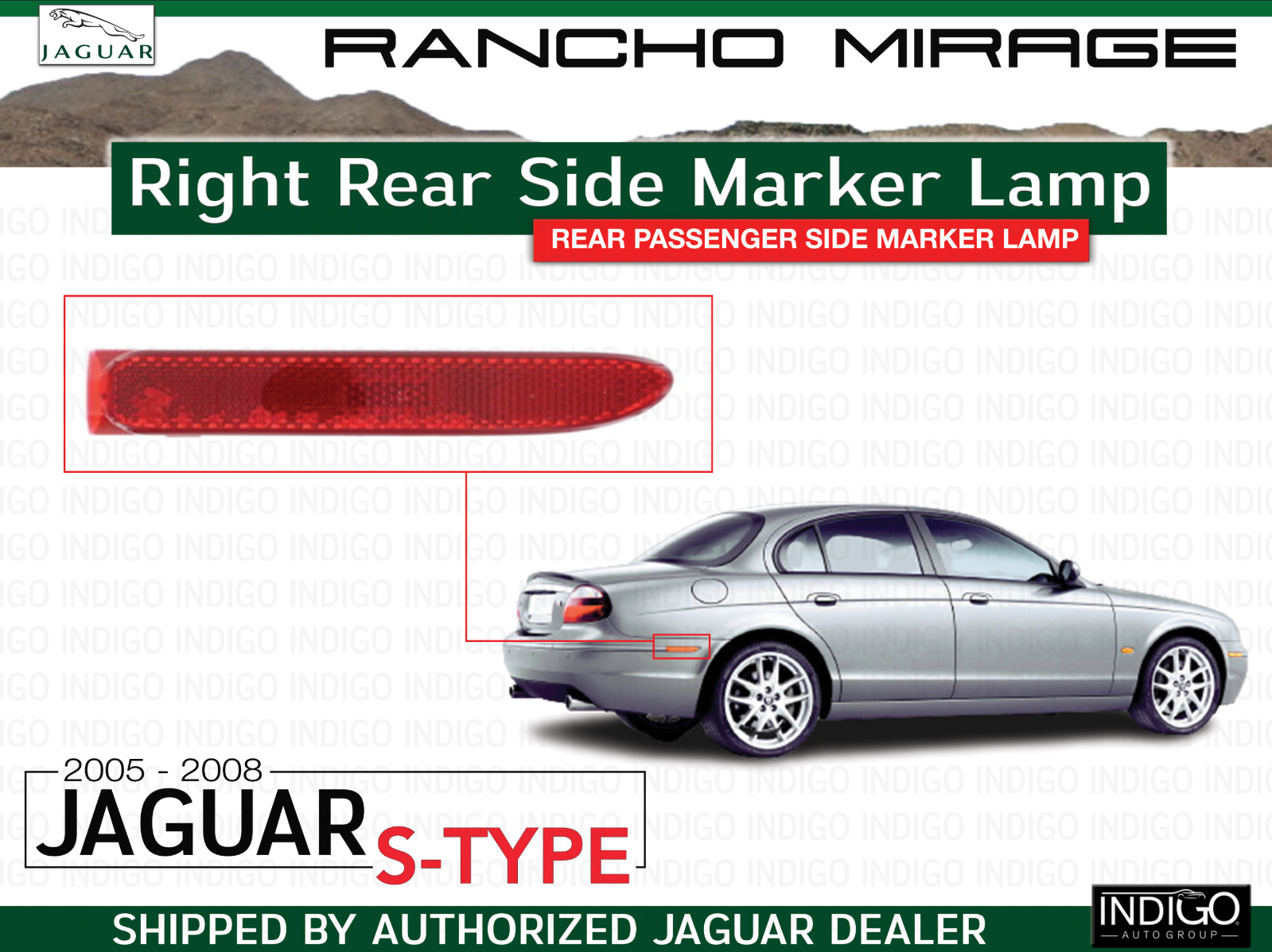 Jaguar S-Type Right  Rear Side Marker Lamp 2005 - 2008  XR847581 OEM