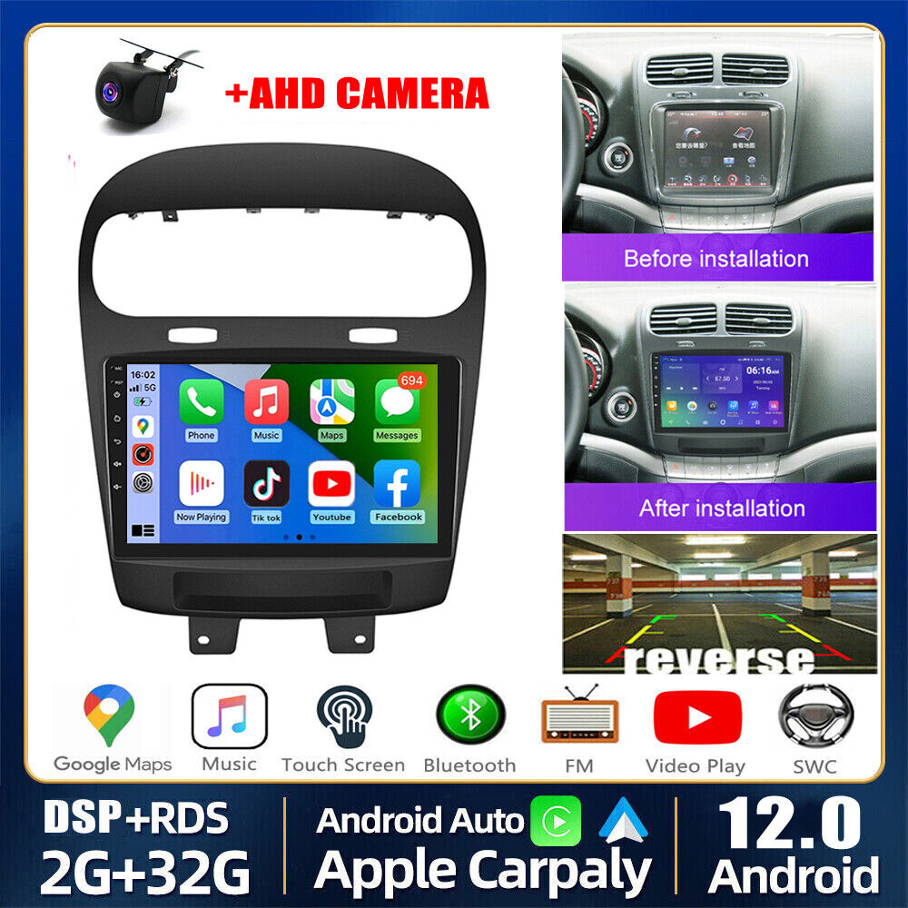 For Dodge Journey 2012-2020 2G+32G Android 12 Car Stereo Radio Carplay GPS Navi