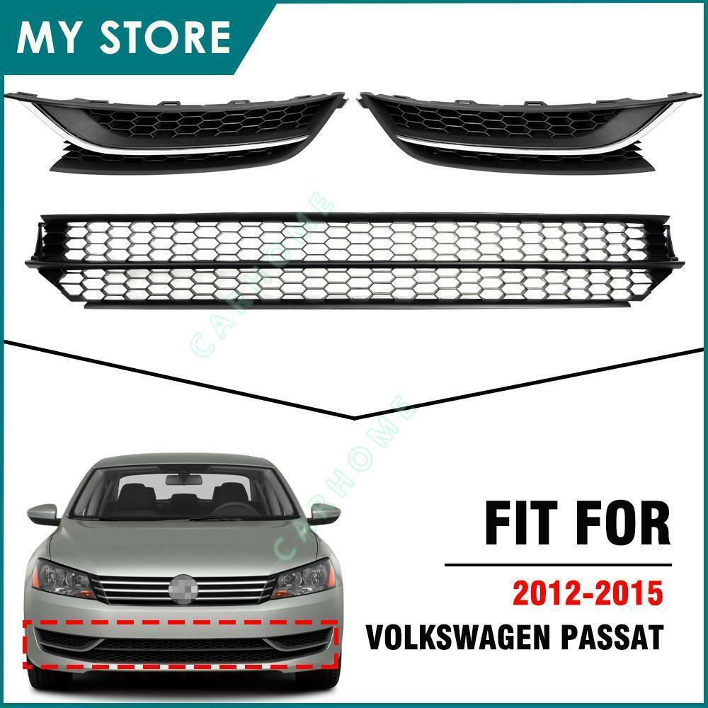 For 2012-2015 Volkswagen VW Passat Front Bumper Lower Grille Fog Light Cover Set