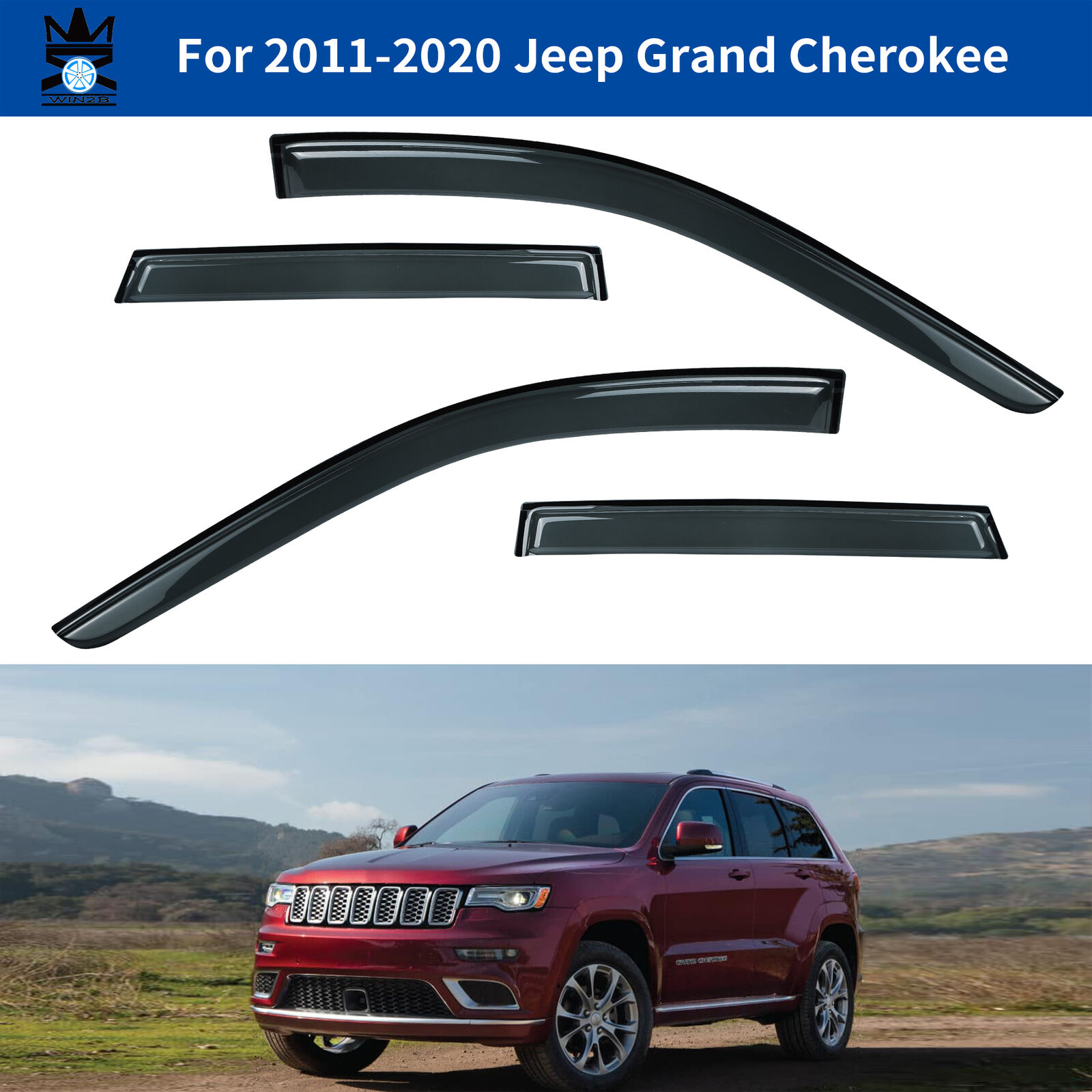 Window Visors Deflectors Rain Guards Shields for 2011-2020 Jeep Grand Cherokee
