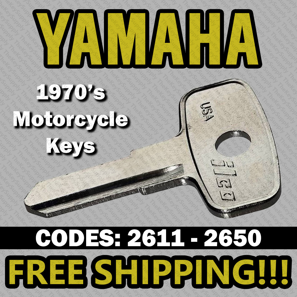 1970's Yamaha Motorcycle Replacement Key Cut to Your Code 2611 - 2650