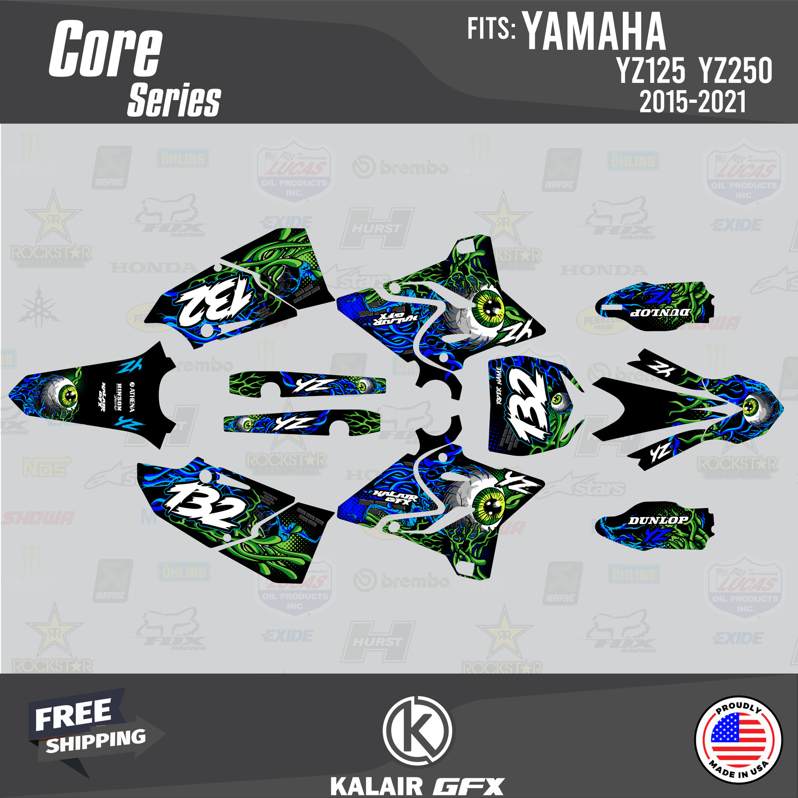 Graphics Kit for Yamaha YZ 125 250 (2015-2021) YZ125 YZ250 Core - BLUE