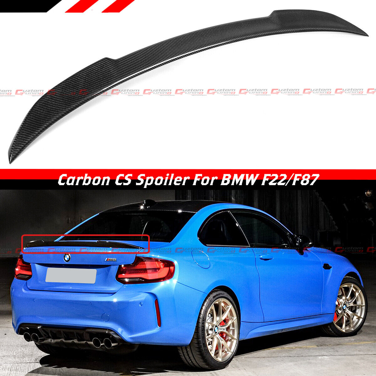 For 2014-2021 BMW F22 2 SERIES F87 M2 CS Style Carbon Fiber Rear Trunk Spoiler