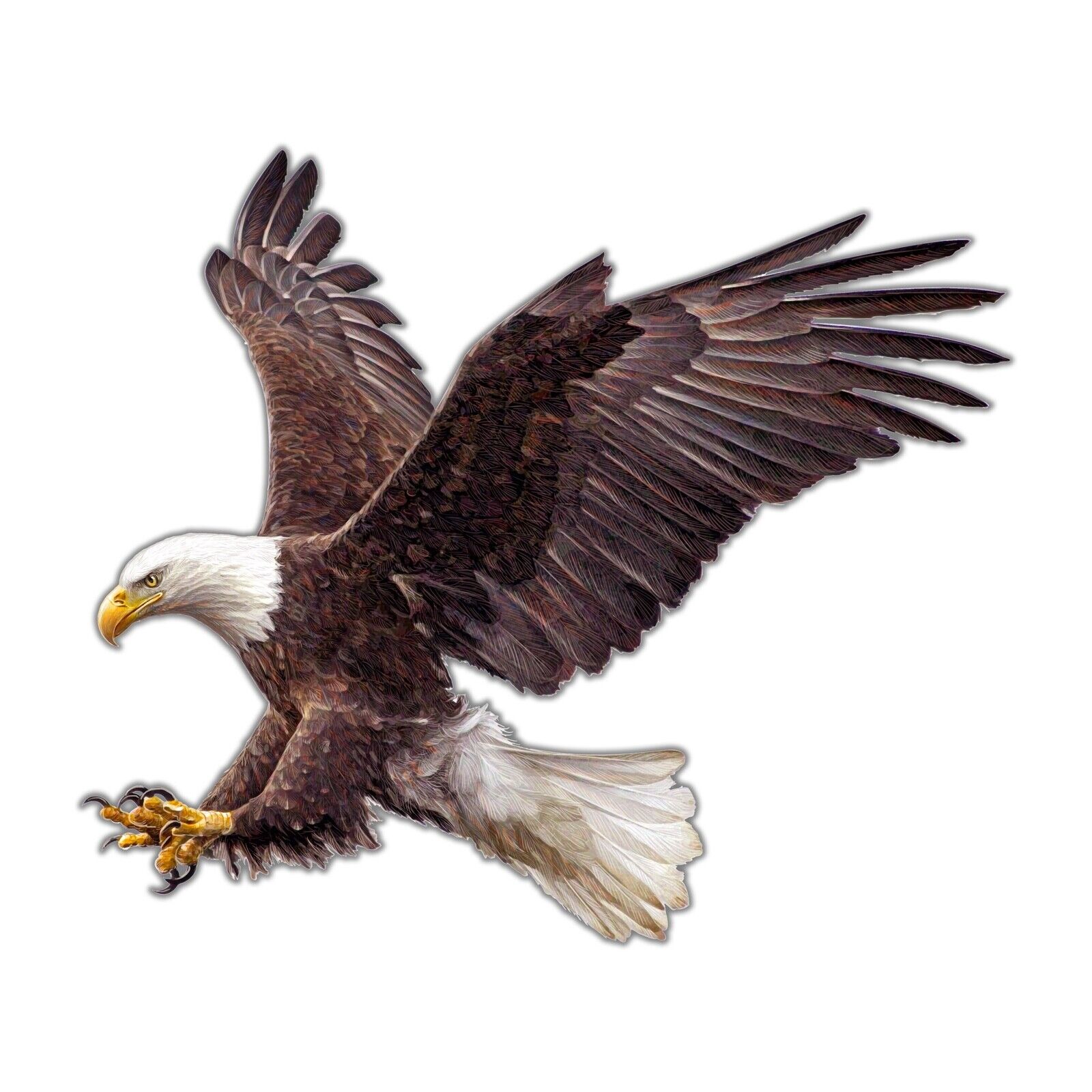 Realistic Soaring Claw BALD EAGLE USA DECAL STICKER Clawing TRUCK WINDOW US Flag