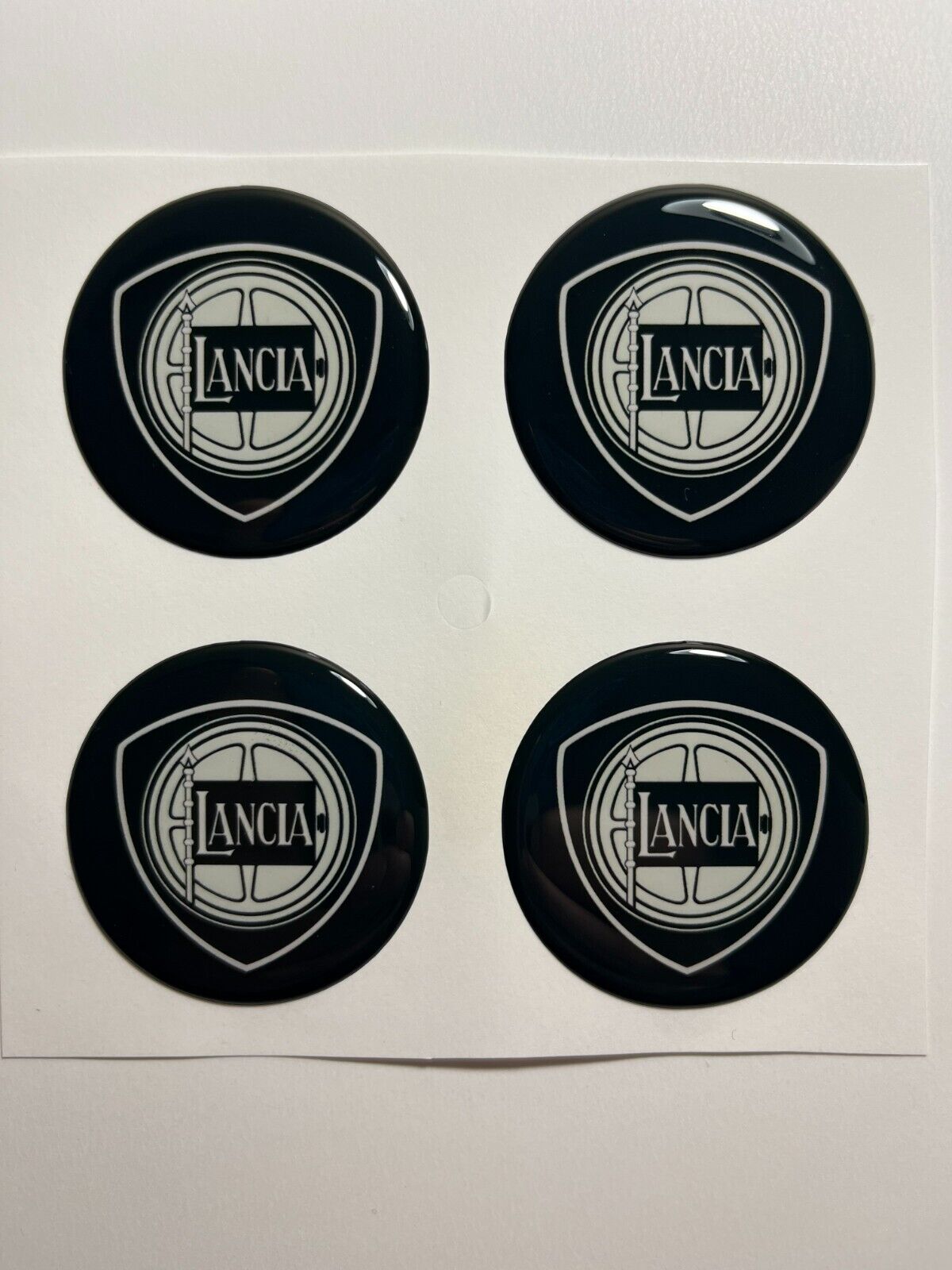 Set of 4 pcs Lancia Center Wheel Cap Stickers Decal Rims Emblem Logo Gas Tank