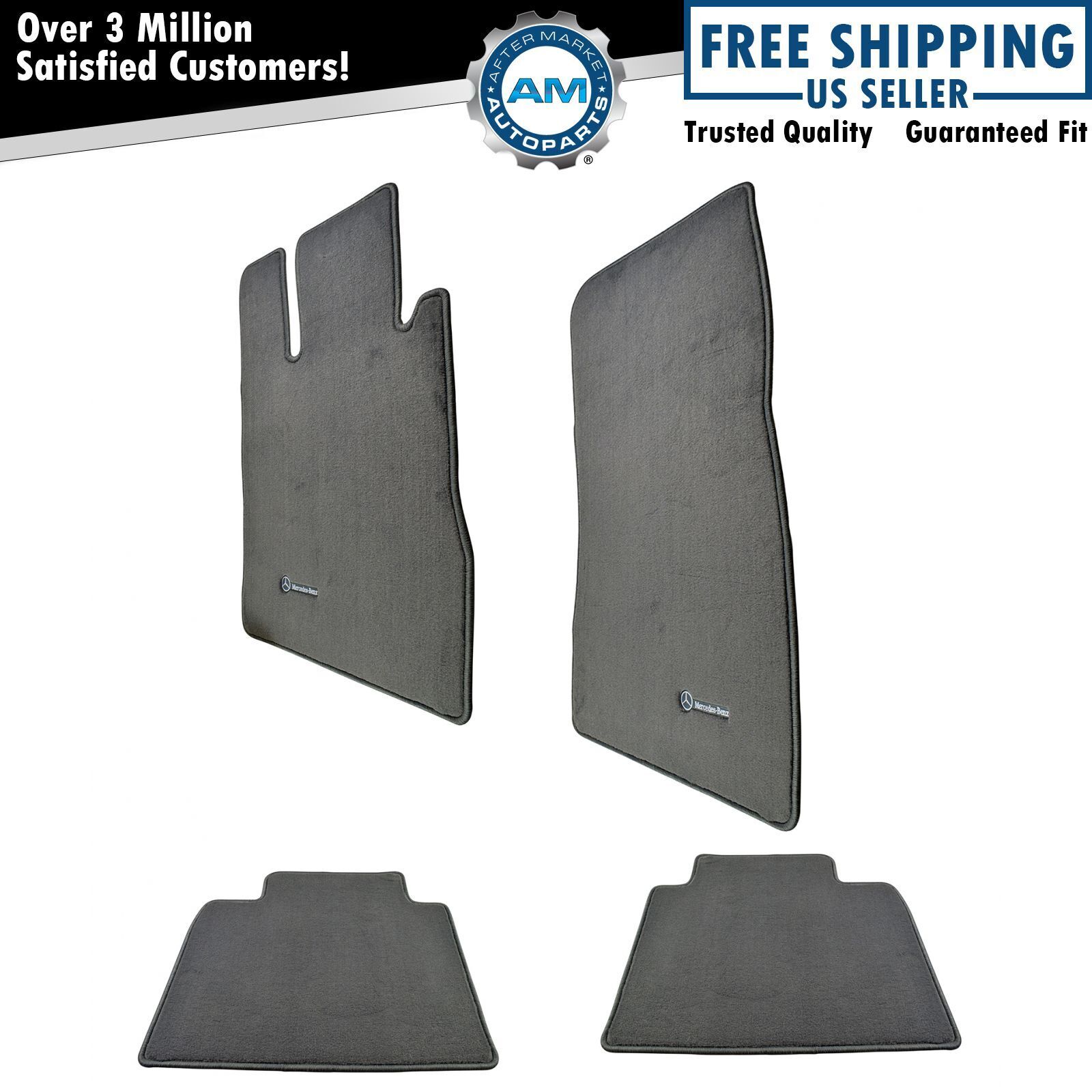 OEM Q-6-68-0548 Carpeted Floor Mats Mercedes Benz Embroidered Ash Gray for MB