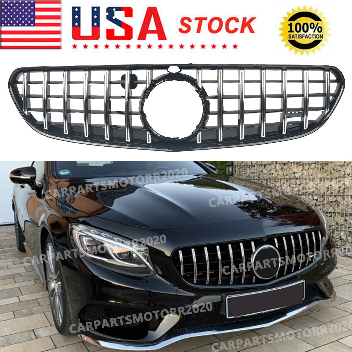 AMG S63s GT Style Chrome Grille For Mercedes C217 W217 S500 S550 Coupe 2015-2017