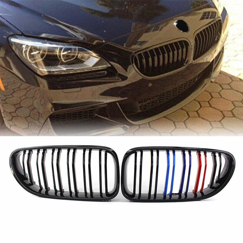 Gloss Black Front Kidney Grille Grill M-Color For BMW M6 F06 F12 F13 650i 640i