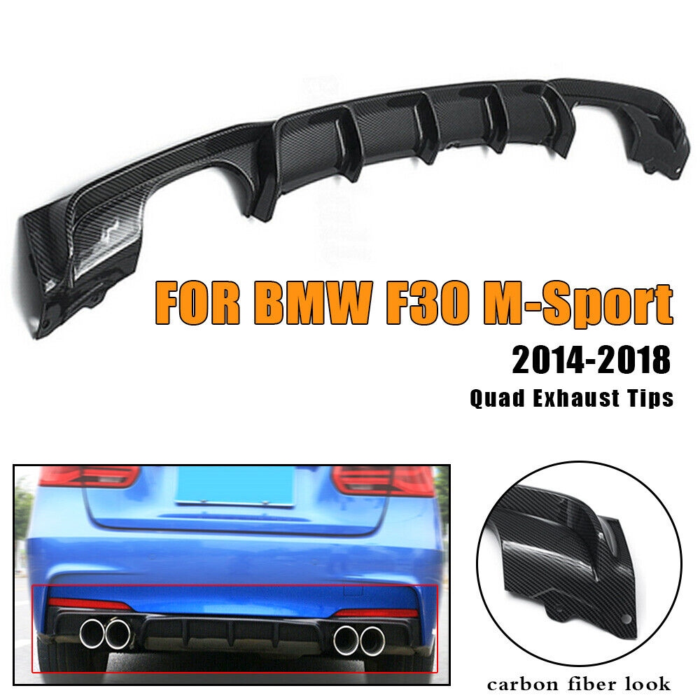 Rear Bumper Diffuser Lip For BMW F30 325i 335i M-Sport 2012-2018 Carbon Fiber AA