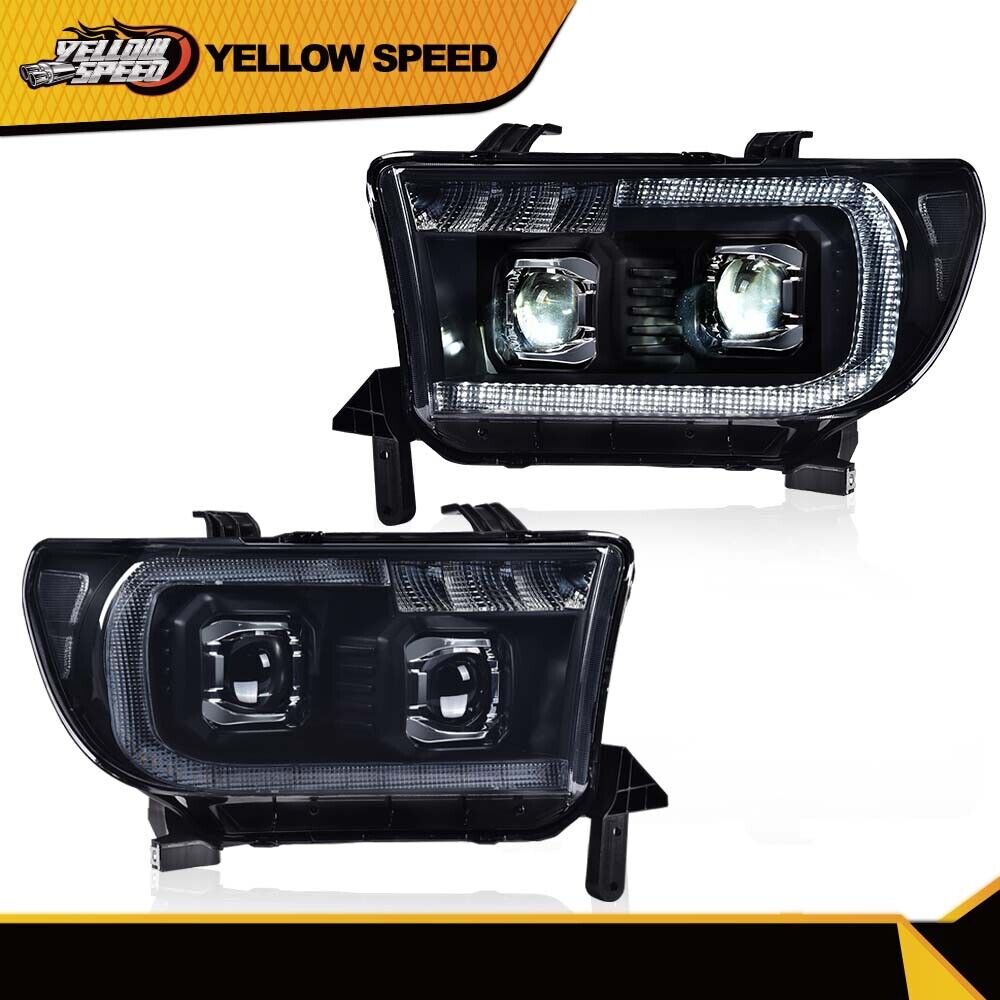 Smoked/Black LED Tube Projector Headlight Fit For 2007-2013 Tundra 08-17 Sequoia