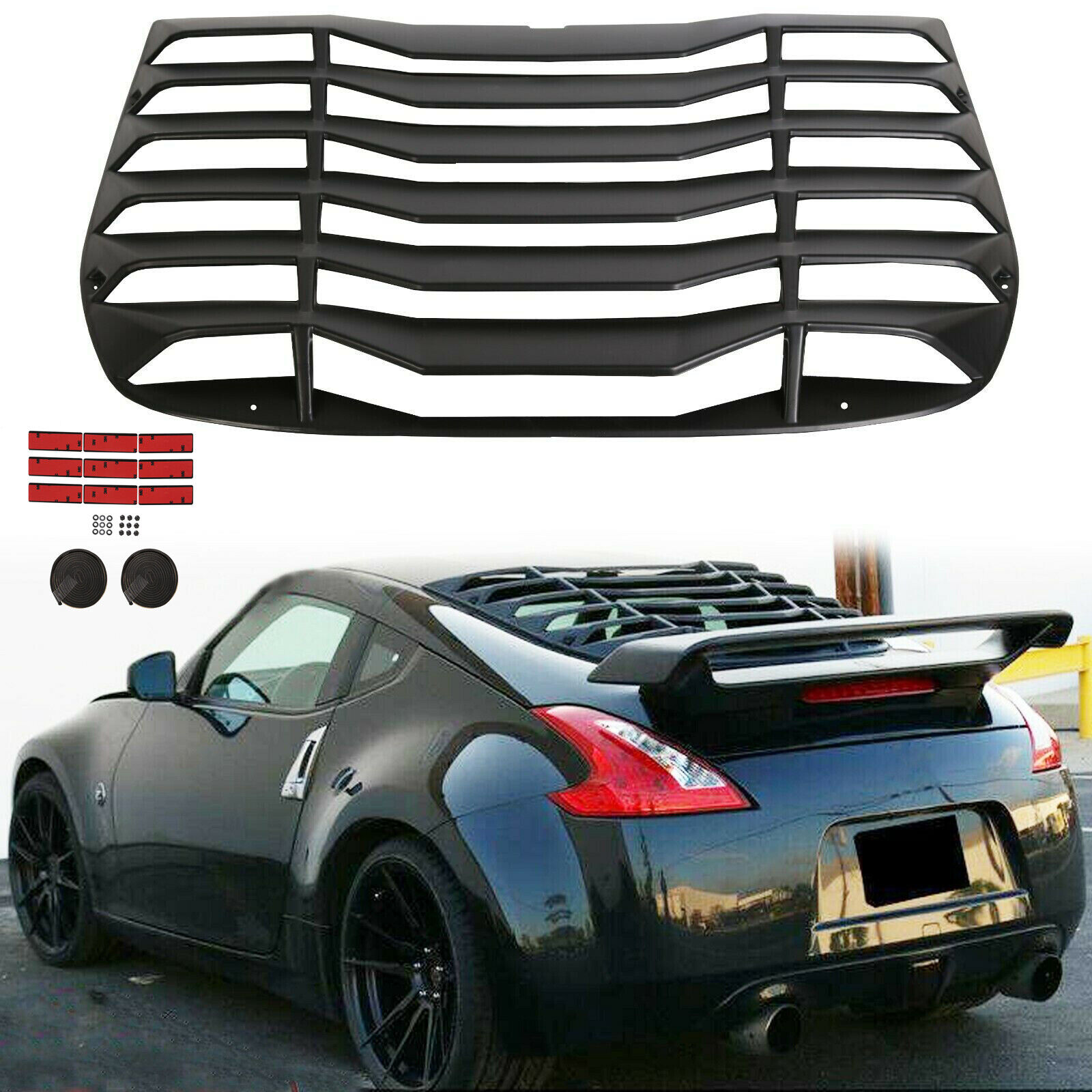 Fits 09-20 Nissan 370Z Coupe Rear Window Louver Sun Shade Cover ABS