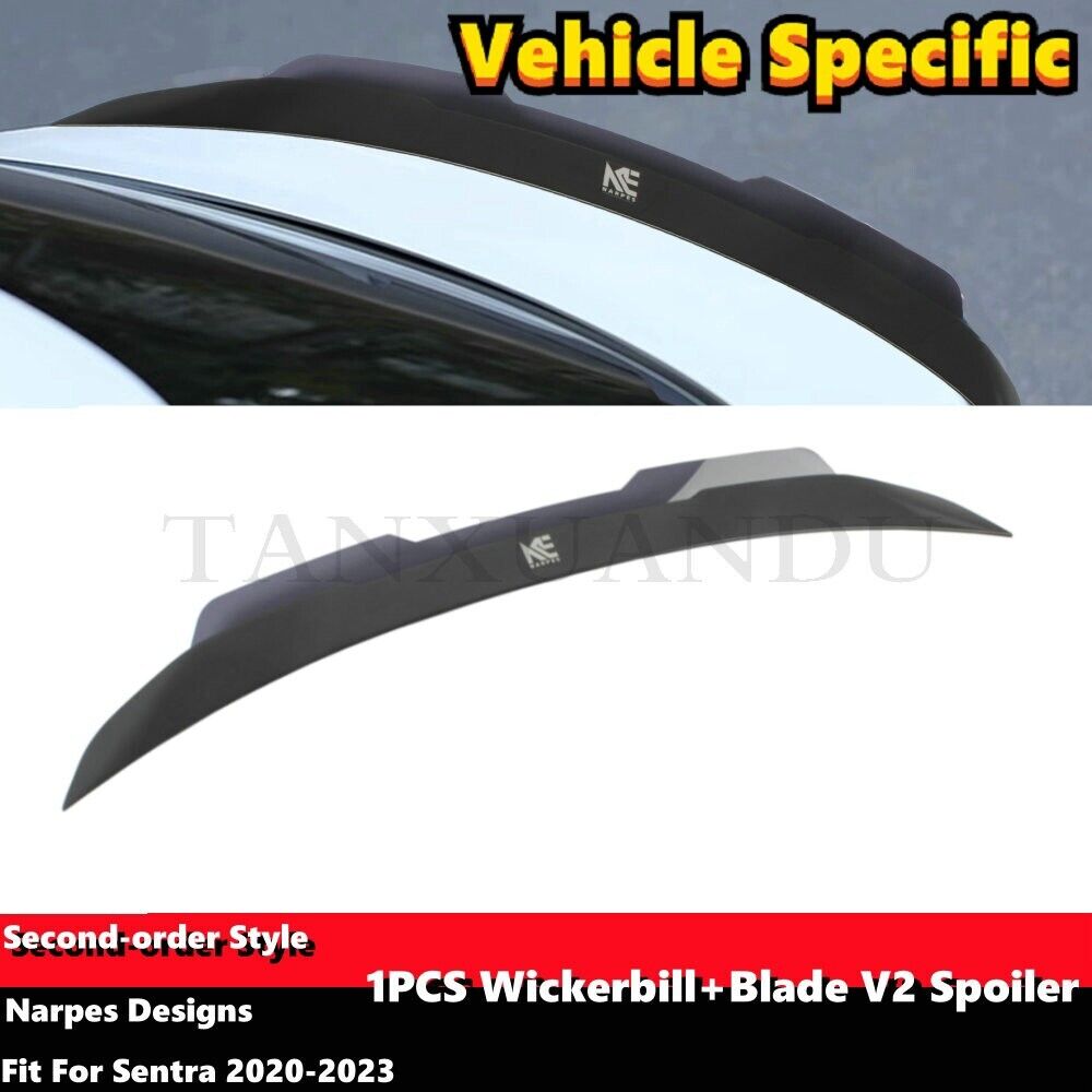 NP Designs 1PCS Wickerbill + V2 Style Spoiler Wing For NISSAN Sentra 2020-2023