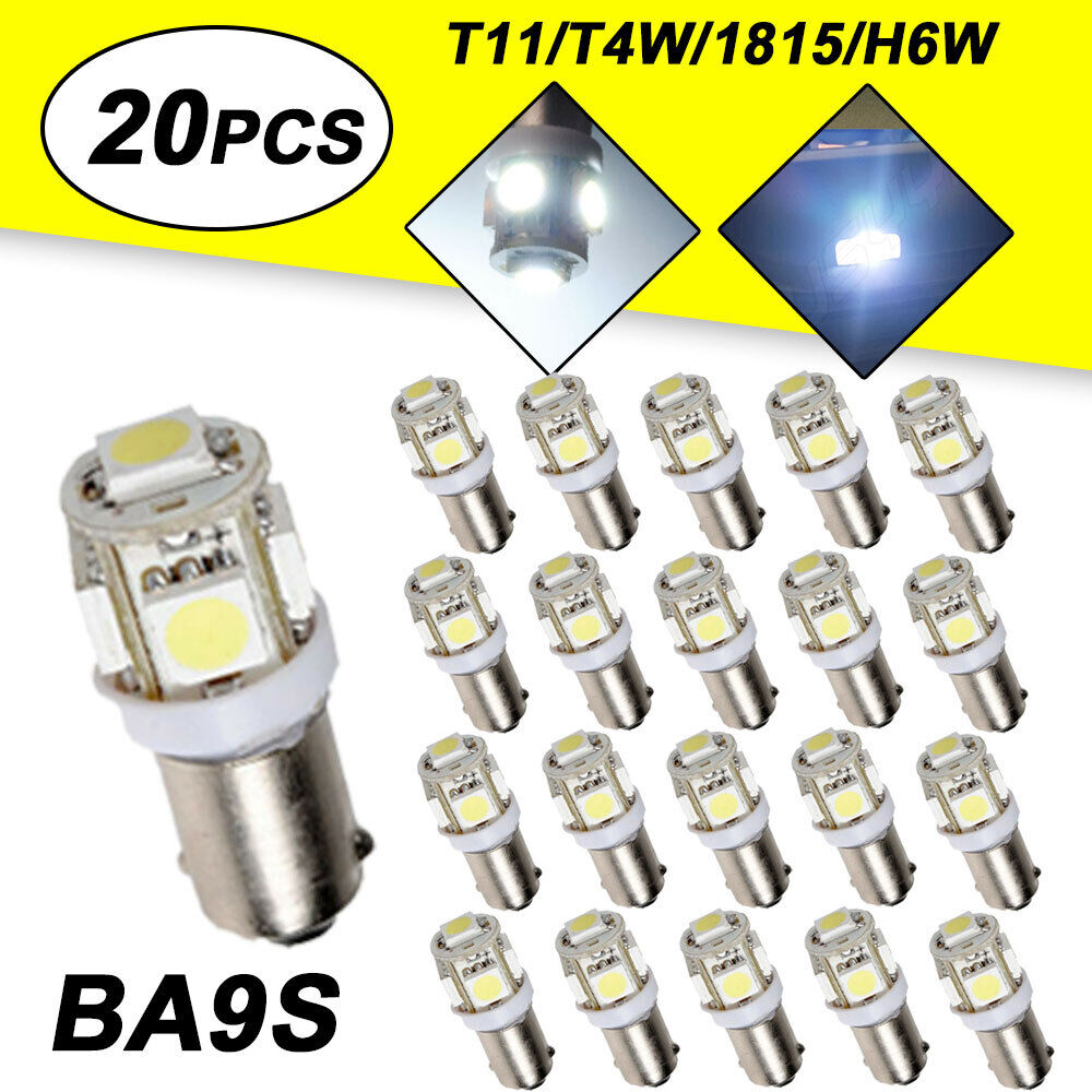 20Pcs BA9s 1895 H6W 53 57 Bayonet LED Light Bulbs for Instrument Dash Bulb White
