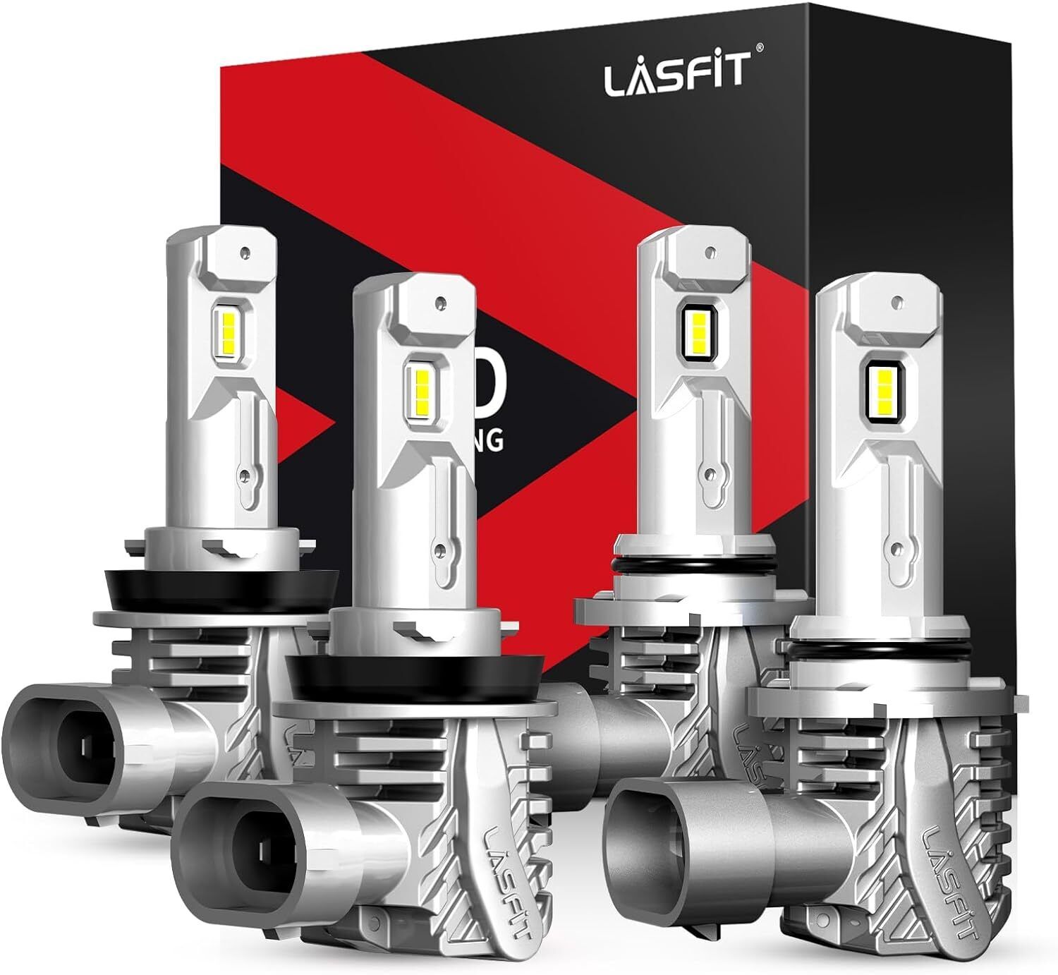 Lasfit H11 9005 LED Headlight Bulbs Combo High Low Beam Super Bright Wireless 4x