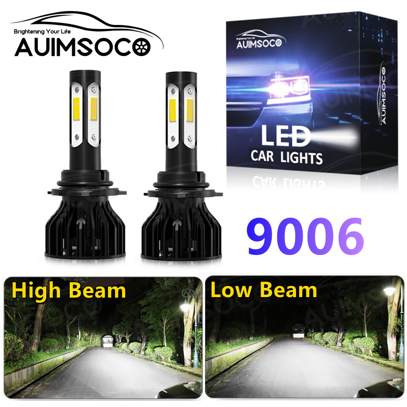 2x 4-SIDE HB4/9006 LED Headlights Kit Combo Bulbs 6500K Low Beam Super White