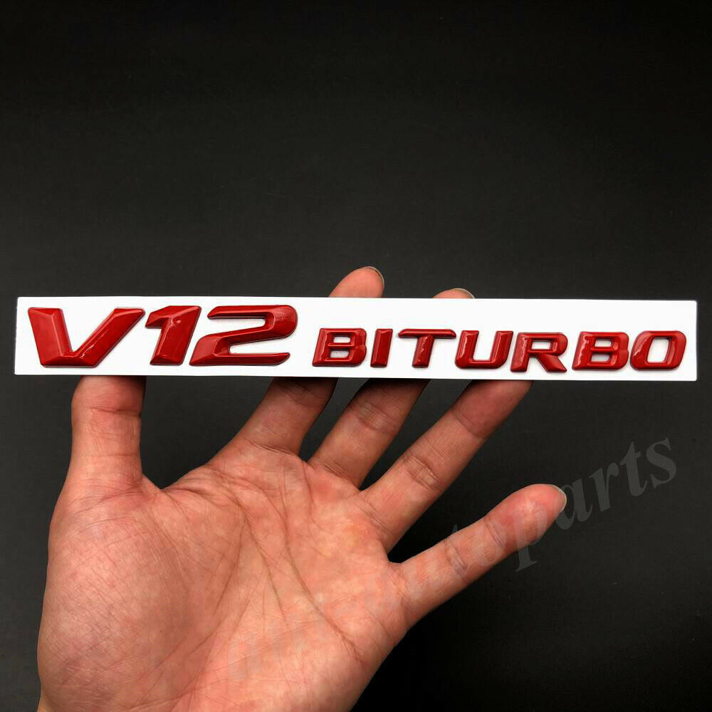 Metal Red V12 Biturbo Car Fender Side Emblem Badge Decal Sticker V8 V6 E S M