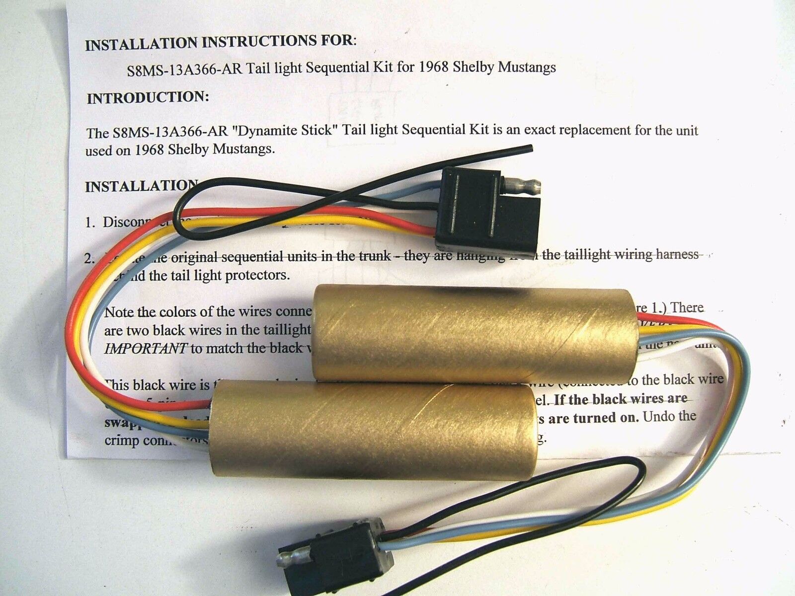 S1L) 1968 SHELBY MUSTANG SEQUENTIAL TAILLIGHT DYNAMITE STICK  sequencer