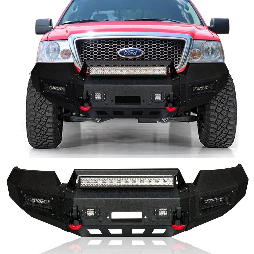 For 2004-2008 Ford F150 Front Bumper Except Raptor w/5 Lights and Winch Seat