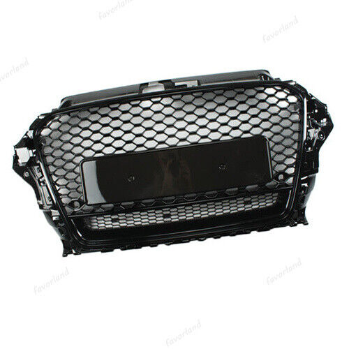 Fit for 14-16 Audi A3 S3 8V RS3 Style Front Grille Gloss Black Frame + Honeycomb