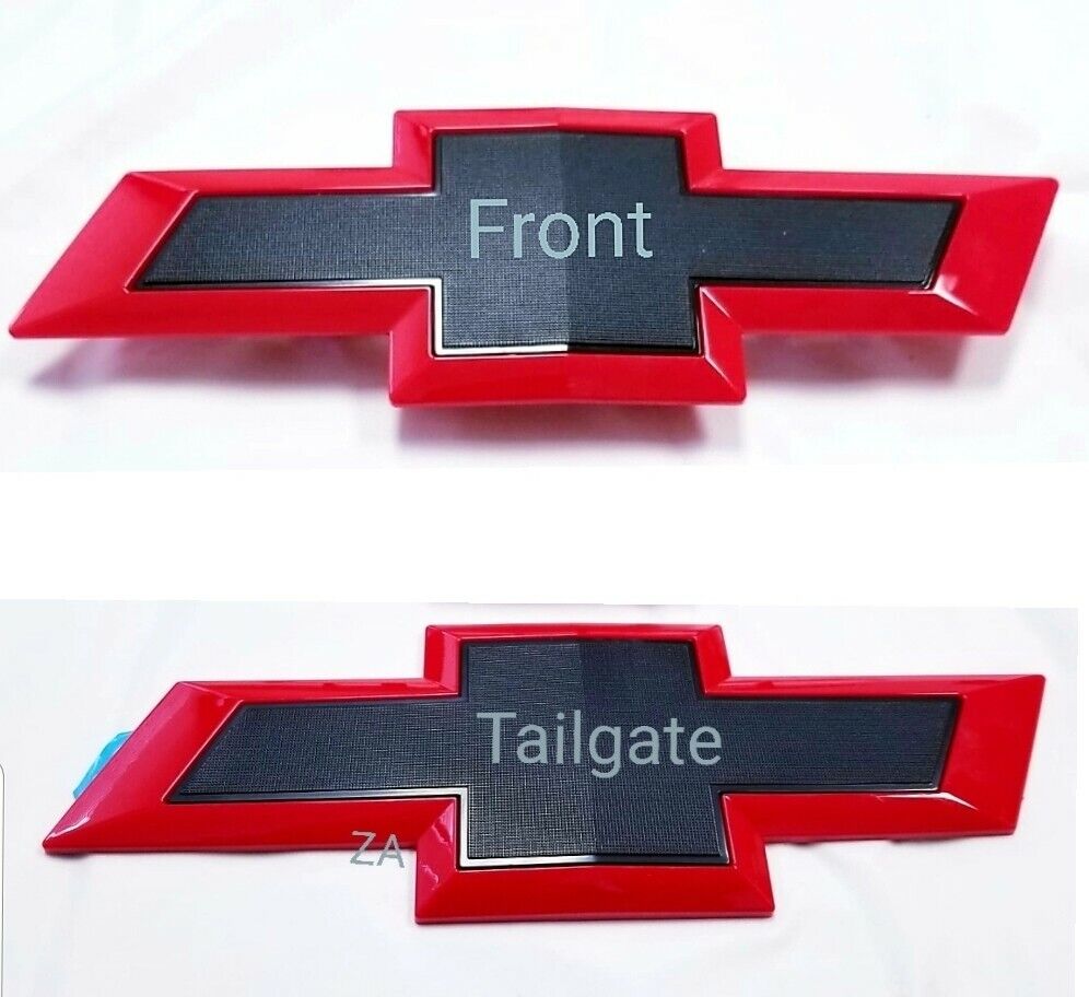 Black & Red Front/Tailgate Grill Bowtie Emblem Badge Fit Silverado1500 2500/3500
