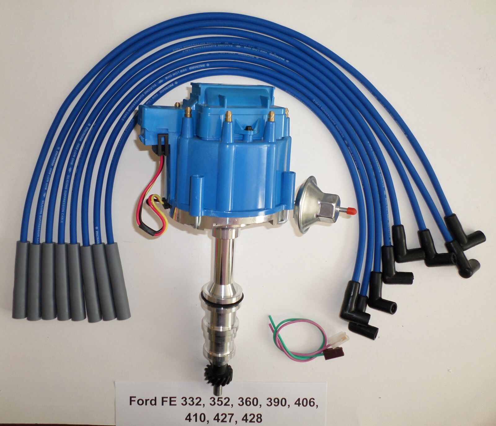 FORD FE HEI Distributor 332 352 360 390 406 427 428 + BLUE Spark Plug wires USA