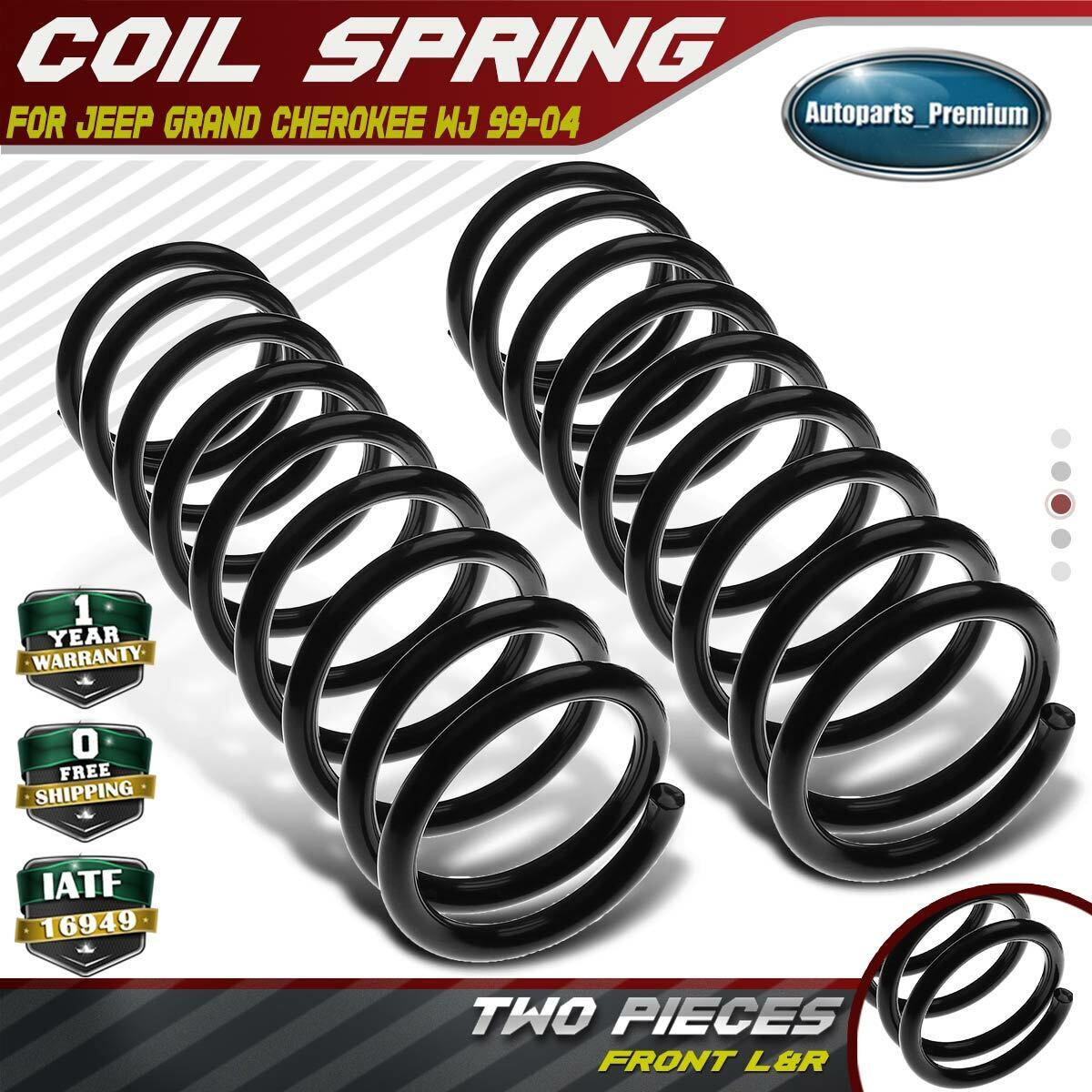 2pcs Front Left & Right Suspension Coil Springs for Jeep Grand Cherokee WJ 99-04