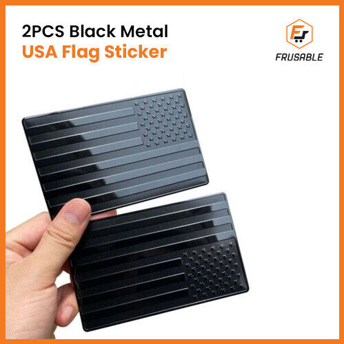 2PCS Metal USA Flag Sticker American Car Truck Decal Emblem Black