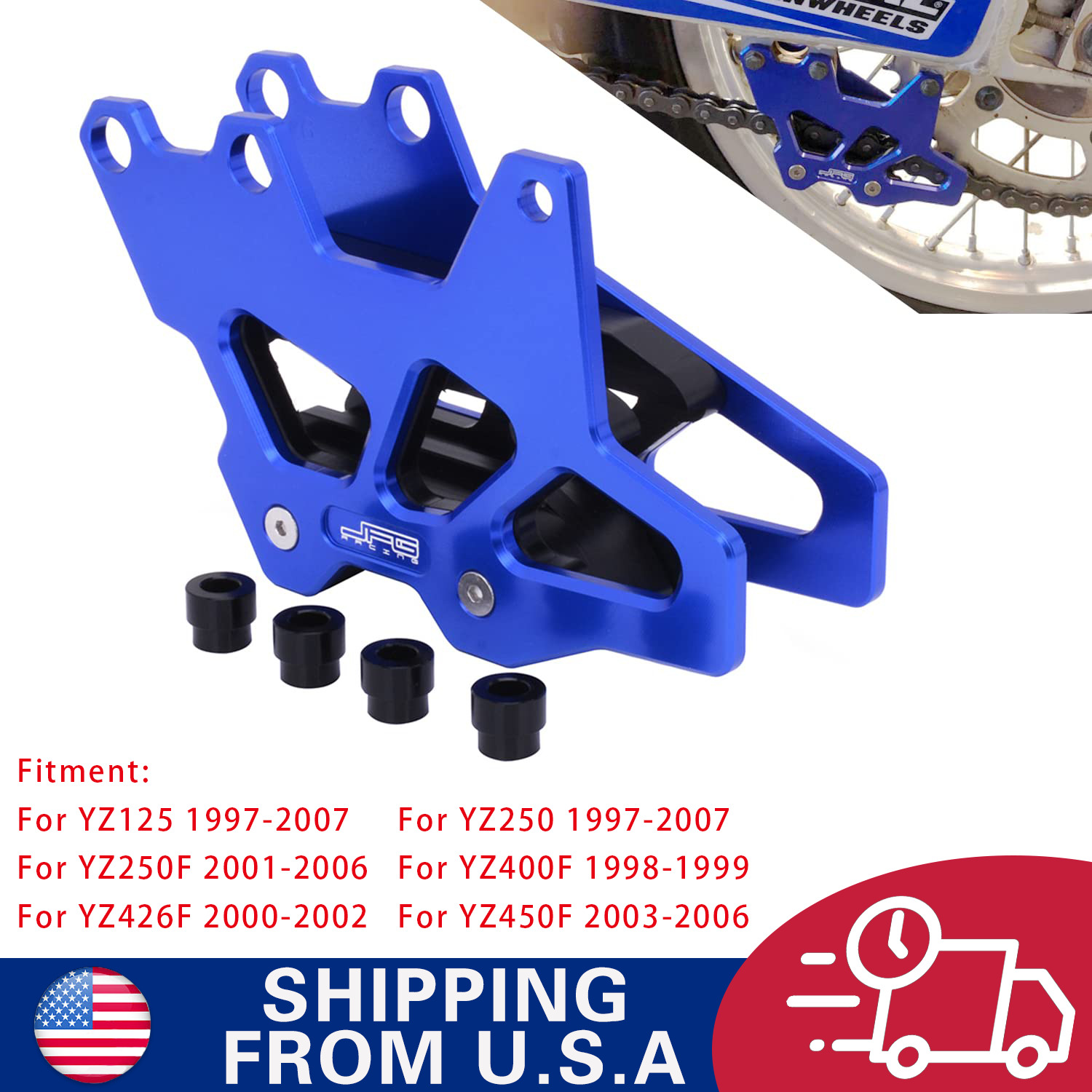 CNC Chain Guard Guide Protector For YZ125 YZ250 1997-2007 YZ250F 2001-2006 Blue