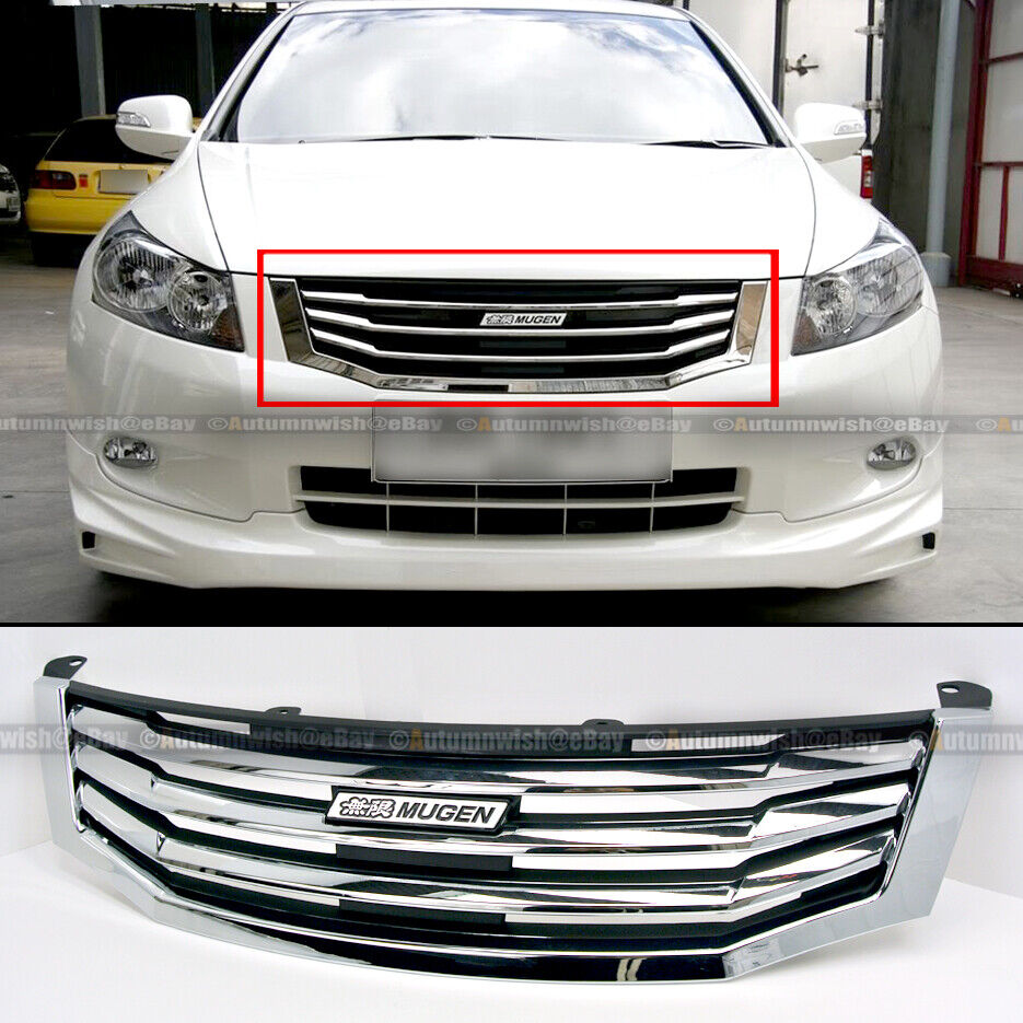 Fit 08-10 Accord 4DR Sedan JDM Mugen Style Chrome Horizontal Front Hood Grille