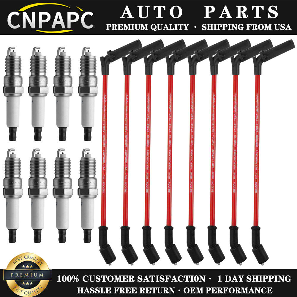 CNPAPC 8Pcs 9748RR Wires & 41-962 Spark Plugs Set For Chevy GMC 4.8 5.3L 6.0L V8