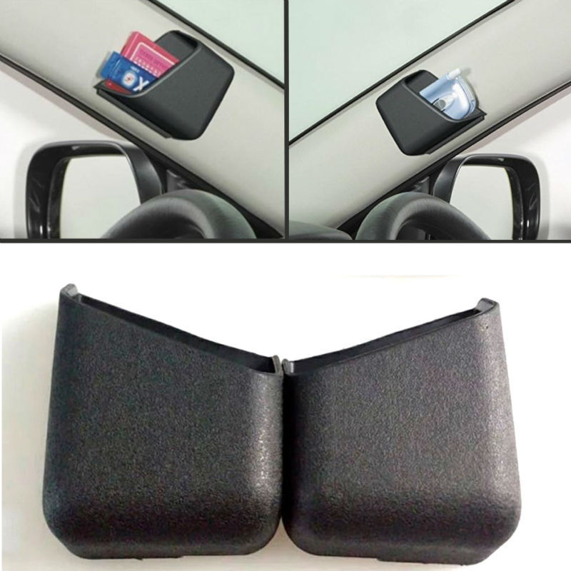 2pcs Black Universal Car Accessories Phone Pen Organizer Storage Bag Box Holder