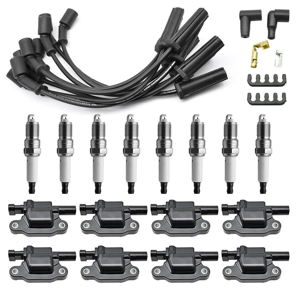 8 (pack) UF413 Ignition Coils + 41-962 Spark Plugs + Spark Plug Wires For Chevy