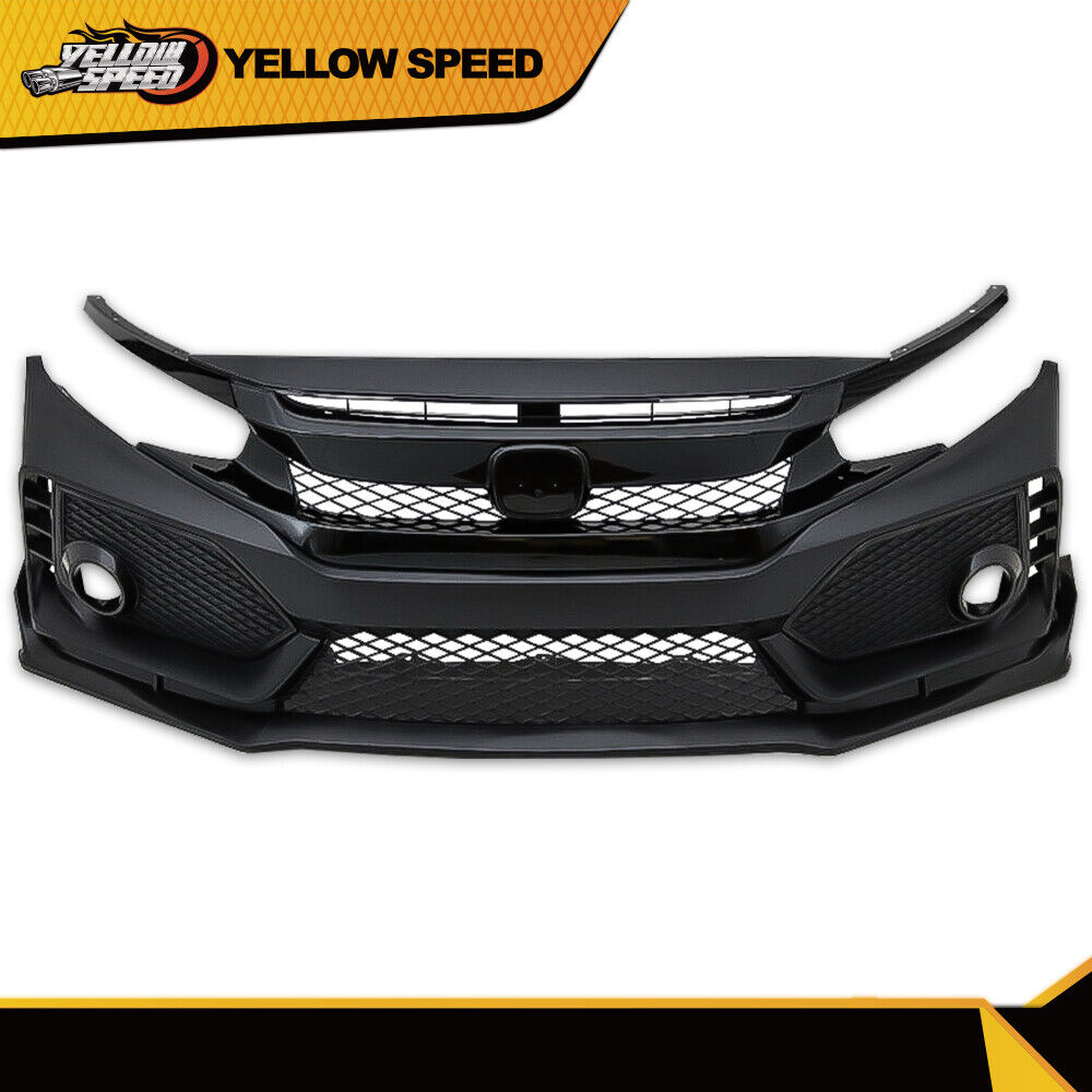 Type R Style Front Bumper Cover Kit Fit For 2016-2021 Honda Civic Sedan Coupe 