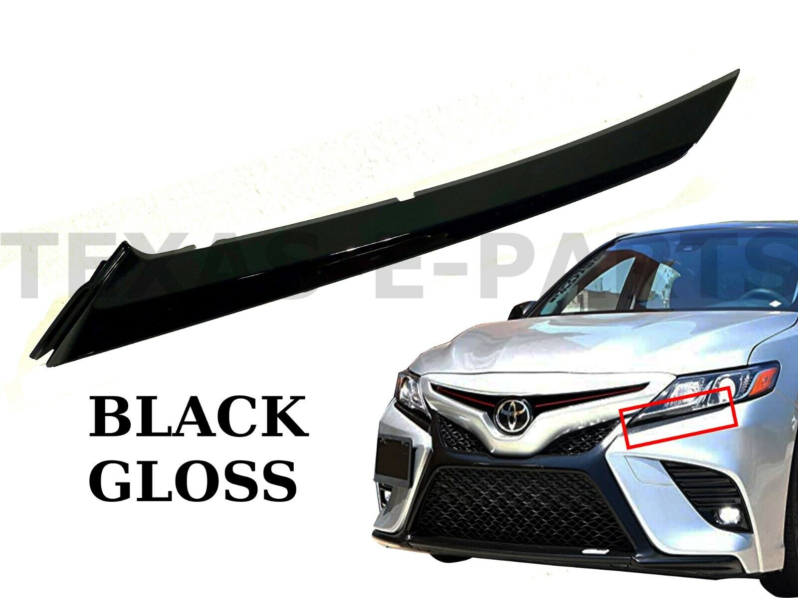 New Fits 2018-2023 Toyota Camry Left Front Head Light Trim LH Side Molding Gloss