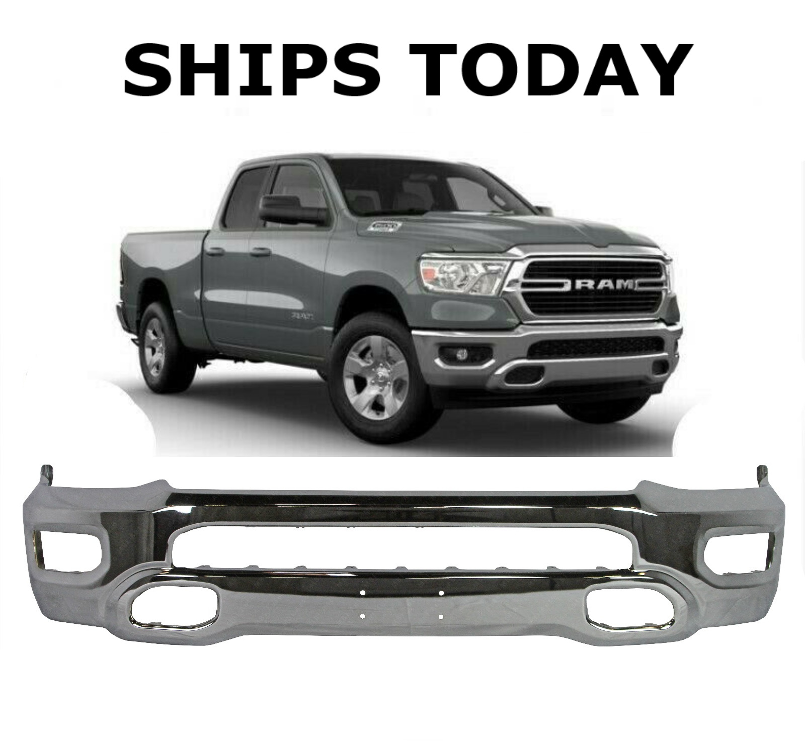 NEW Chrome Front Bumper For 2019-2024 RAM 1500 New Body Style CH1002407