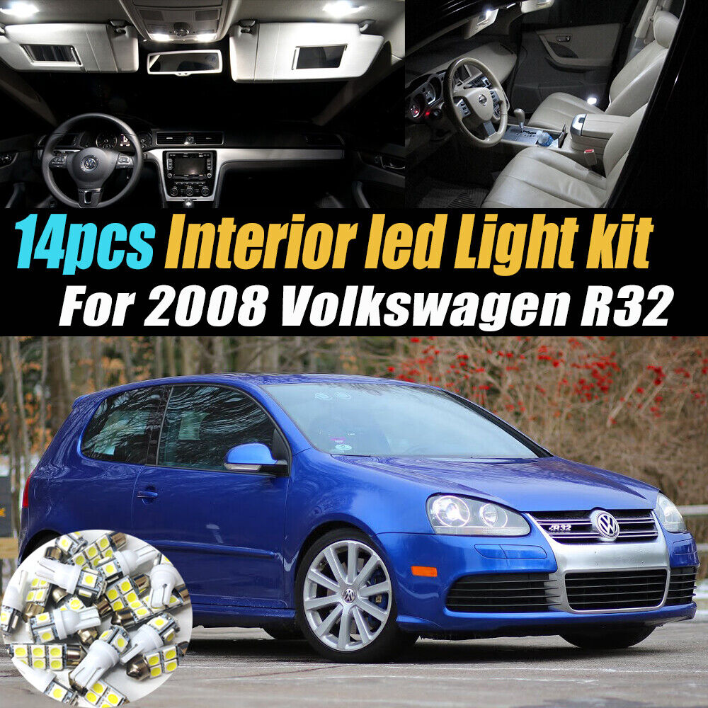 14Pc Super White Car Interior LED Light Bulb Kit for 2008 Volkswagen R32