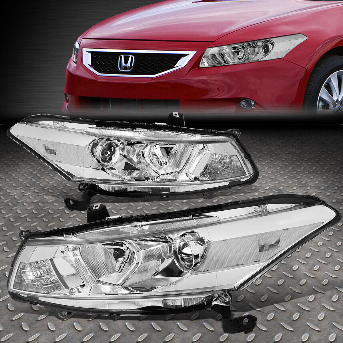 FOR 08-12 HONDA ACCORD COUPE CHROME/CLEAR CORNER PROJECTOR HEADLIGHT HEAD LAMPS