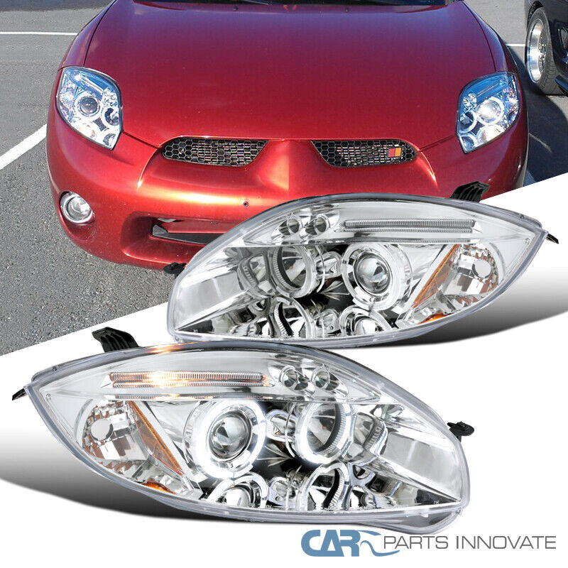 For 06-11 Mitsubishi Eclipse Clear Halo Projector Headlights Head Lights Lamps