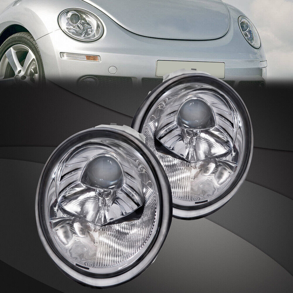 Headlights Set Chrome Halogen Fits 1998-2005 Volkswagen Beetle