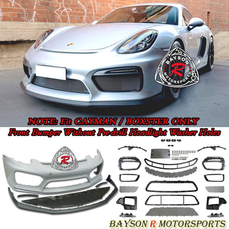 Fits 13-16 Porsche 981 Boxster Cayman GT4-Style Front Bumper DRL w/o HL Washer
