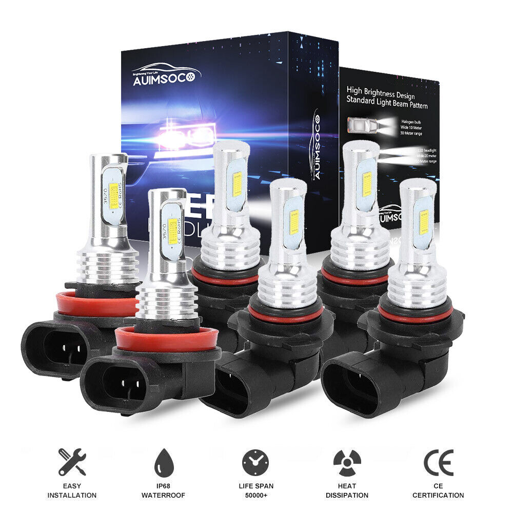 Car Front LED Lights Headlight Fog Light Bulbs 6K Kit For Ford Escape 2013-2015