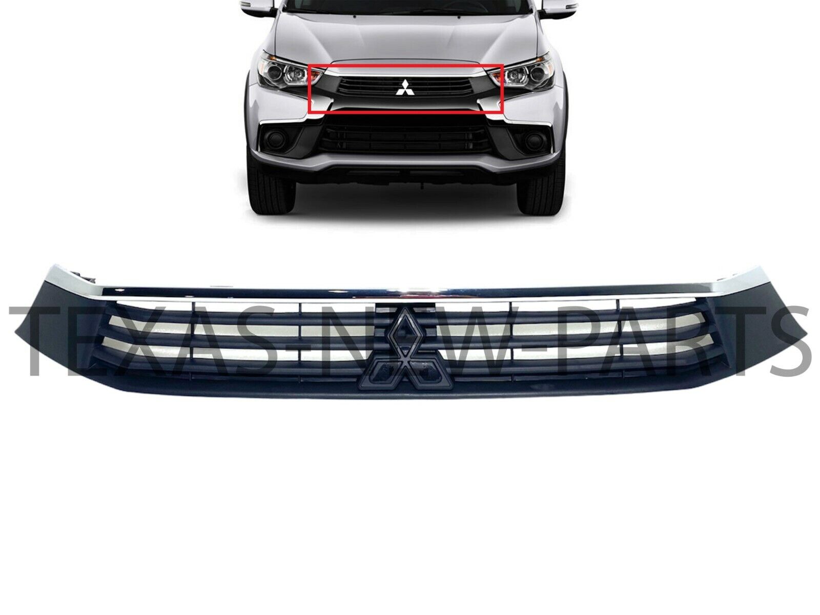 Fits 2016-2019 Mitsubishi Outlander Sport Grille Front Bumper Upper Grille  