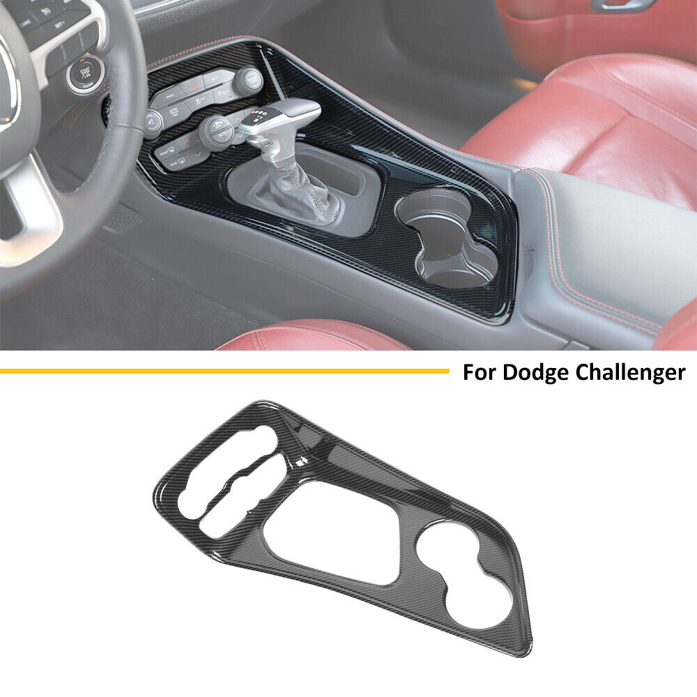 Gear Shift Water Cup Panel Trim Decoration for Dodge Challenger 15+ Carbon Fiber