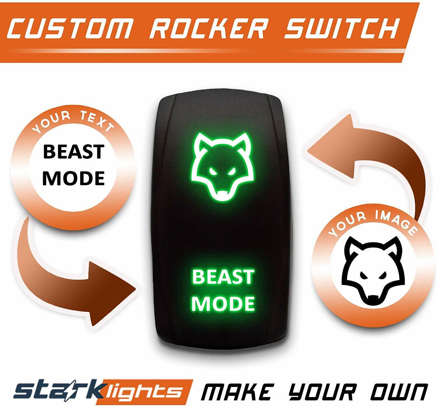 CUSTOM MOMENTARY SWITCH - GREEN Laser LED Rocker Switch 5 Pin Dual Light 20A 12V