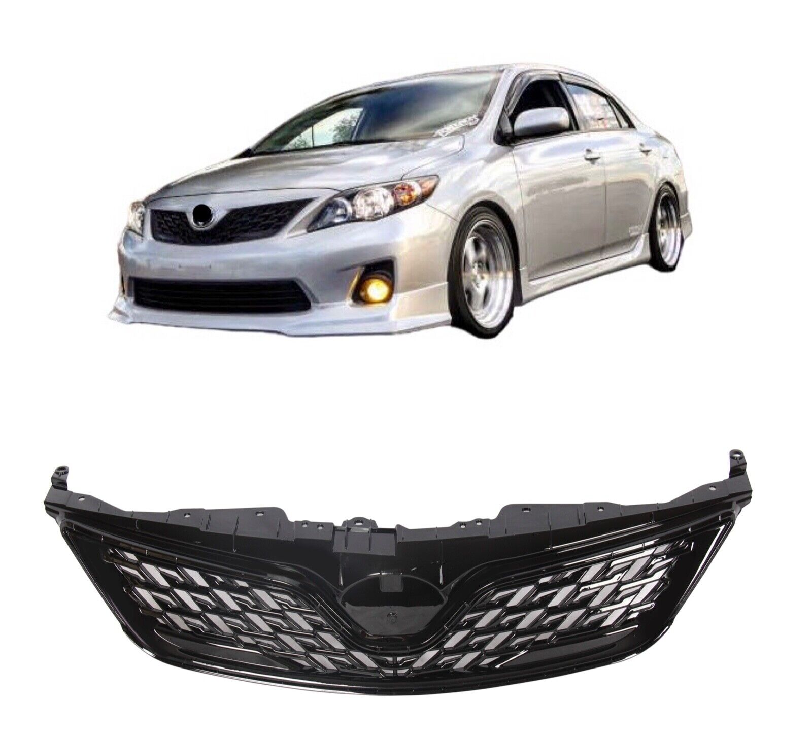 Fit 11 13 Toyota Corolla Replacement Front Bumper ZR6 Style Grille Grill